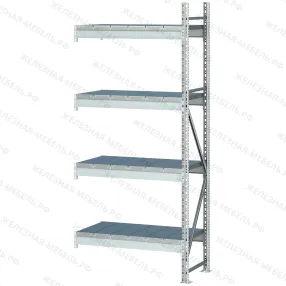 дополнительная секция стеллаж ms pro z 2500х2400х1000 (4 яруса с секционным настилом)