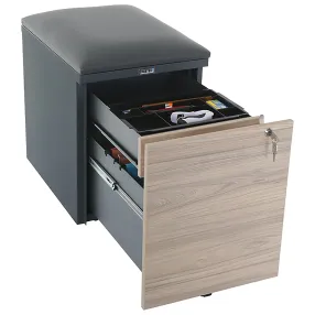 тумба офисная с пуфом практикант, 2 ящика (антрацит/вяз)