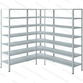 стеллаж угловой мс-500 2000х1800х1800 (7 уровней глубиной 600 мм)