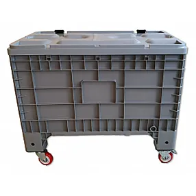 контейнер пластиковый 1020х640х810 мм серый на колесах, без крышки