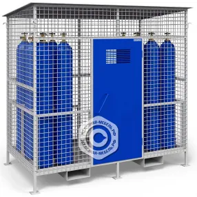 хранилище для 12 газовых баллонов сварное хгс-02, решетчатый оцинкованный настил