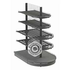 стеллаж торговый торцевой полукруглый с сетчатыми полками 25 серия