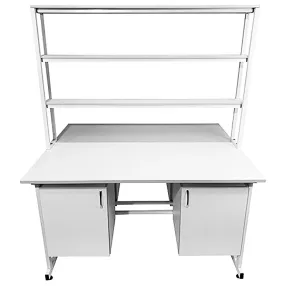стол лабораторный островной с надстройкой сло 22.022 (белый)