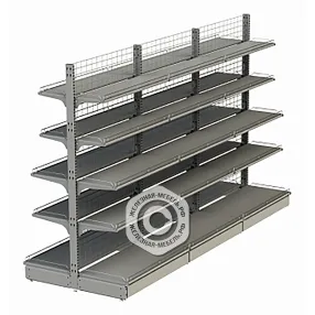 стеллаж торговый островной с сетчатой стенкой 25 серия