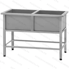 ванна моечная вмсн 700/2 (1350х700х860) «norma inox», 2 м/о 600х600х350 (ножка проф., тр. 40х40)