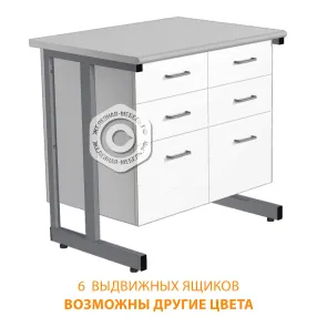 стол-тумба сл-211/2.3 «премиум» (корпус металл белый, столешница постформинг серый, каркас серый)