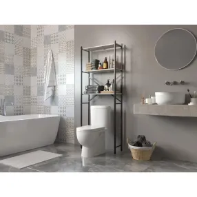 стеллаж для ванной комнаты gutta 1800х690х250 (3 полки) каркас чёрный, настил патина