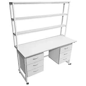 стол лабораторный с надстройкой слн 16.008 (белый)