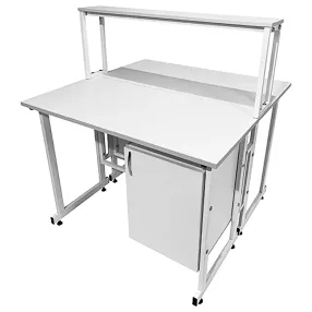 стол лабораторный островной с надстройкой сло 22.008 (белый)
