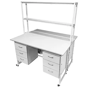 стол лабораторный островной с надстройкой сло 22.017 (белый)