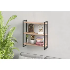 полка навесная gutta 780х690х250 (3 яруса) каркас чёрный, настил коричневый