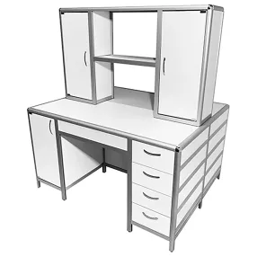 стол лабораторный островной med 11.004al с надстройкой (белый)