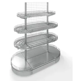 стеллаж торговый островной сетчатый с полукруглыми торцами 25 серия