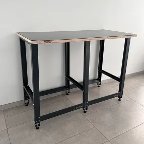 верстак standart с металлической столешницей и траверсами для хранения колёс